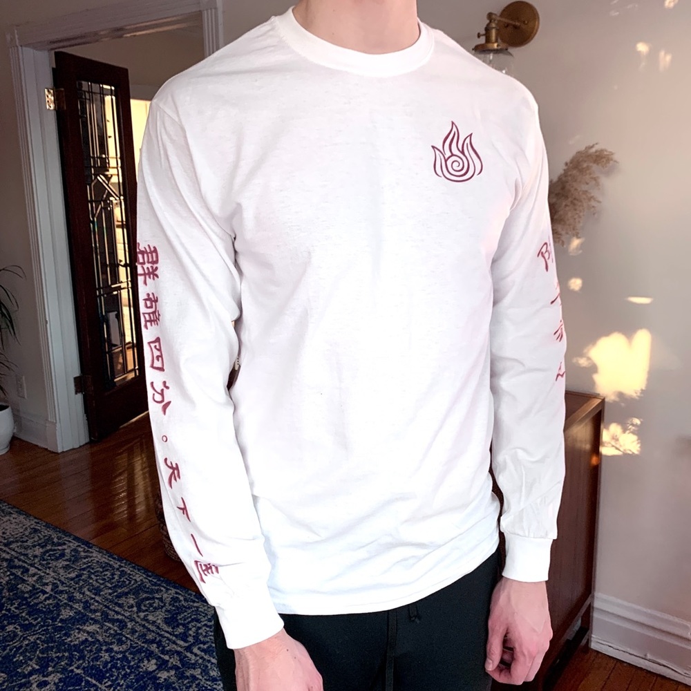 RARE "Avatar Last Airbender" white long sleeve Fire Nation shirt, Size M